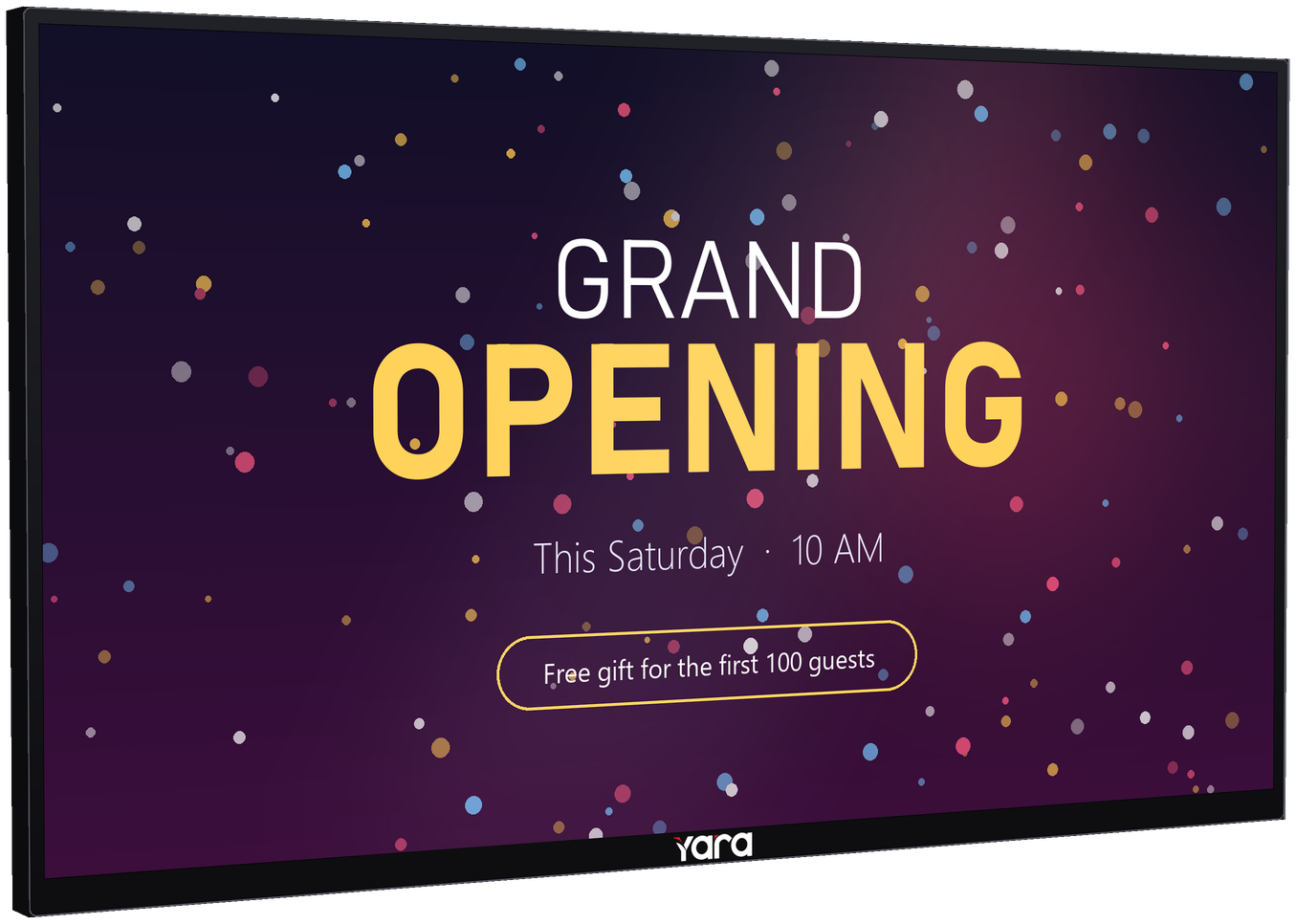 Events content on a Yara Commercial Display