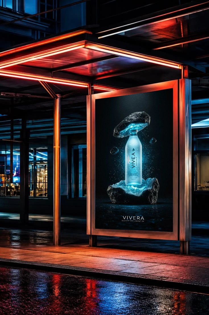 Commercial display in a bus shelter