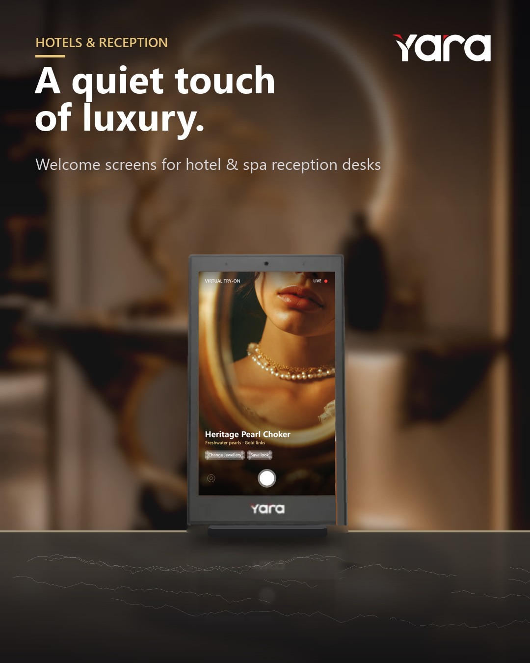Yara Table Top Standee in hotels & reception