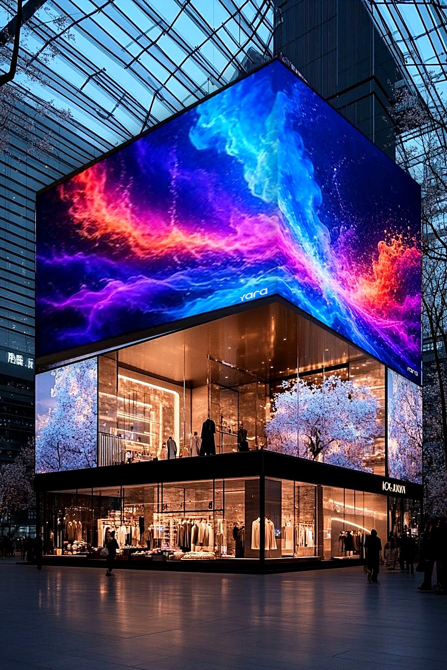 Yara LED facade wrapping the corner of a flagship store