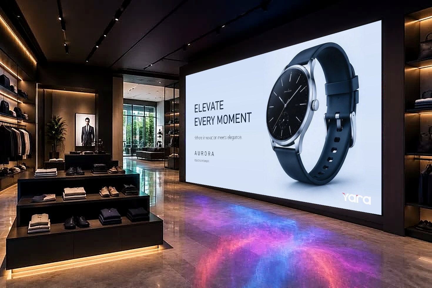 Yara indoor LED video wall in a fashion store