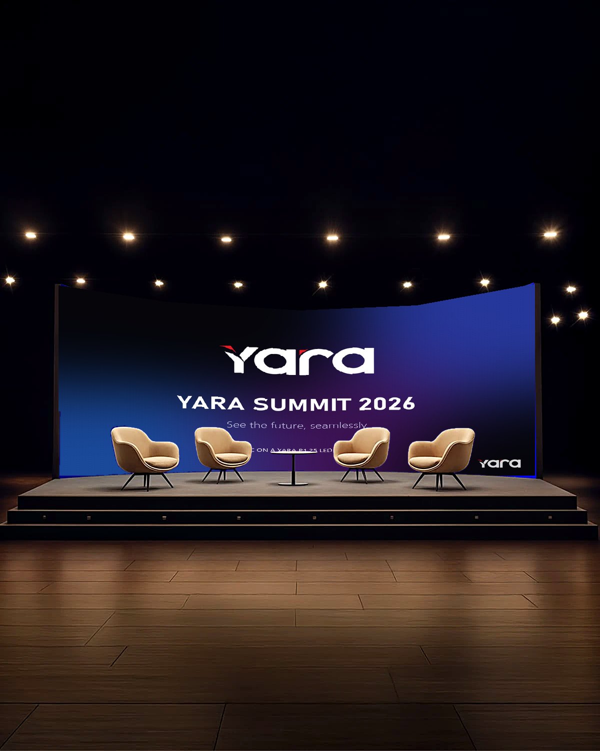 Yara curved LED wall on a conference stage