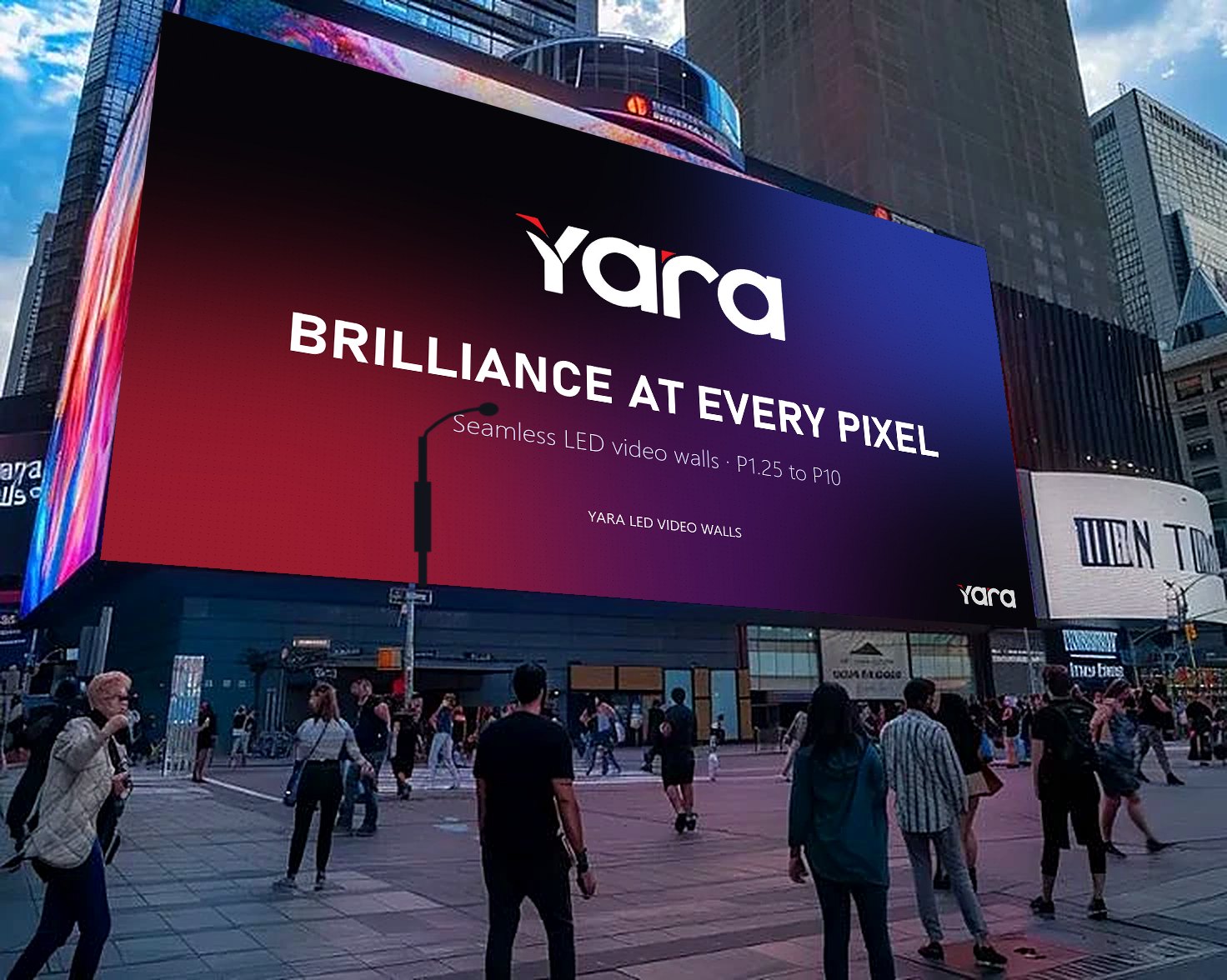 Yara outdoor LED billboard on a city square