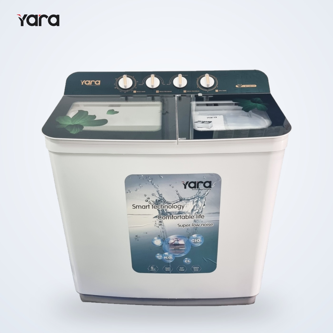 Yara 10.2 kg Semi Automatic Top Load Washing Machine – Turquoise Flower