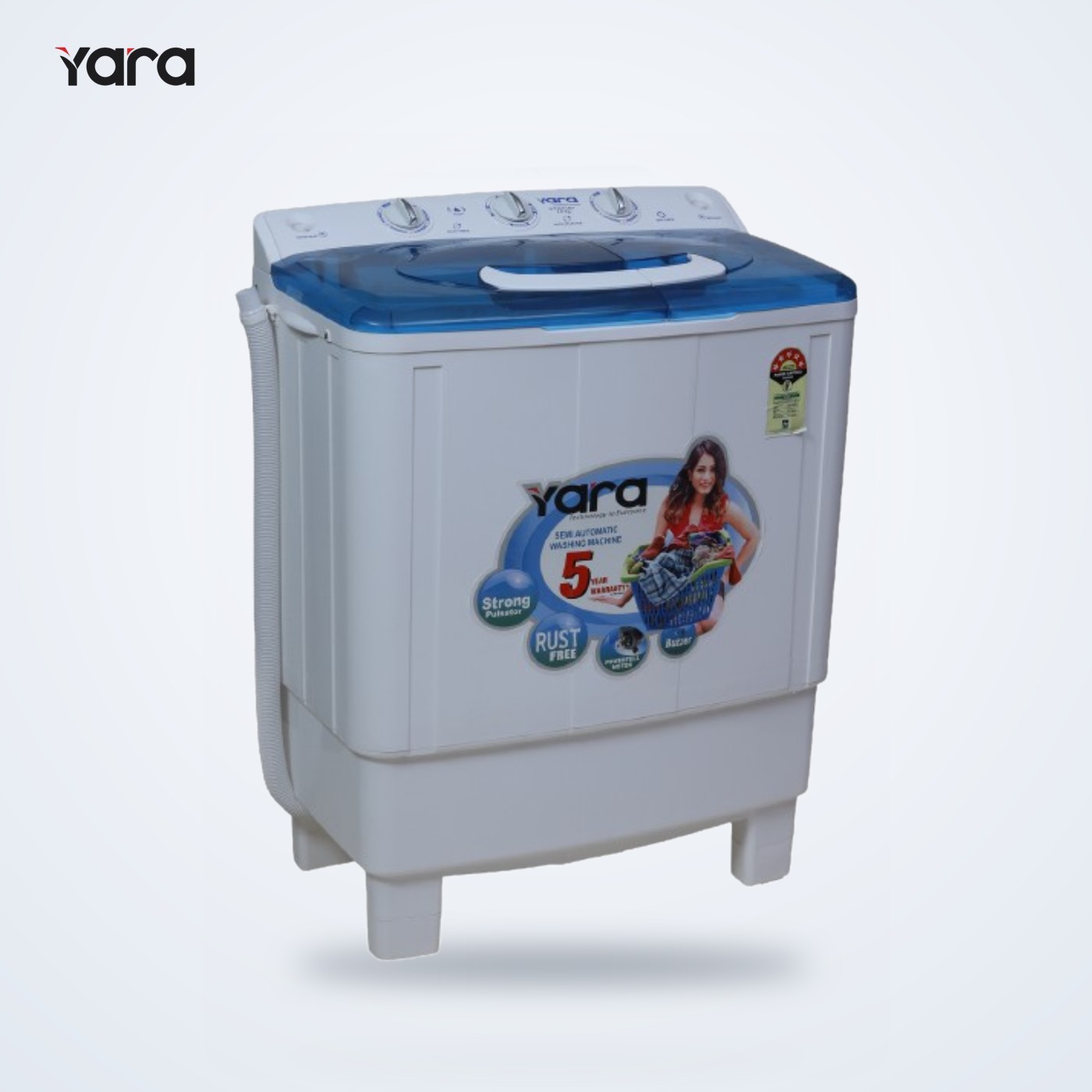 Yara 8 kg Semi Automatic Top Load Washing Machine – Blue Lid