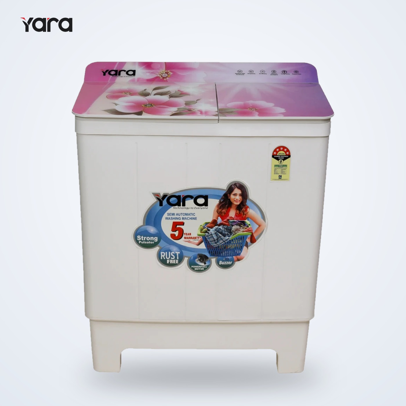 Yara 9 kg Semi Automatic Top Load Washing Machine – Pink Flower